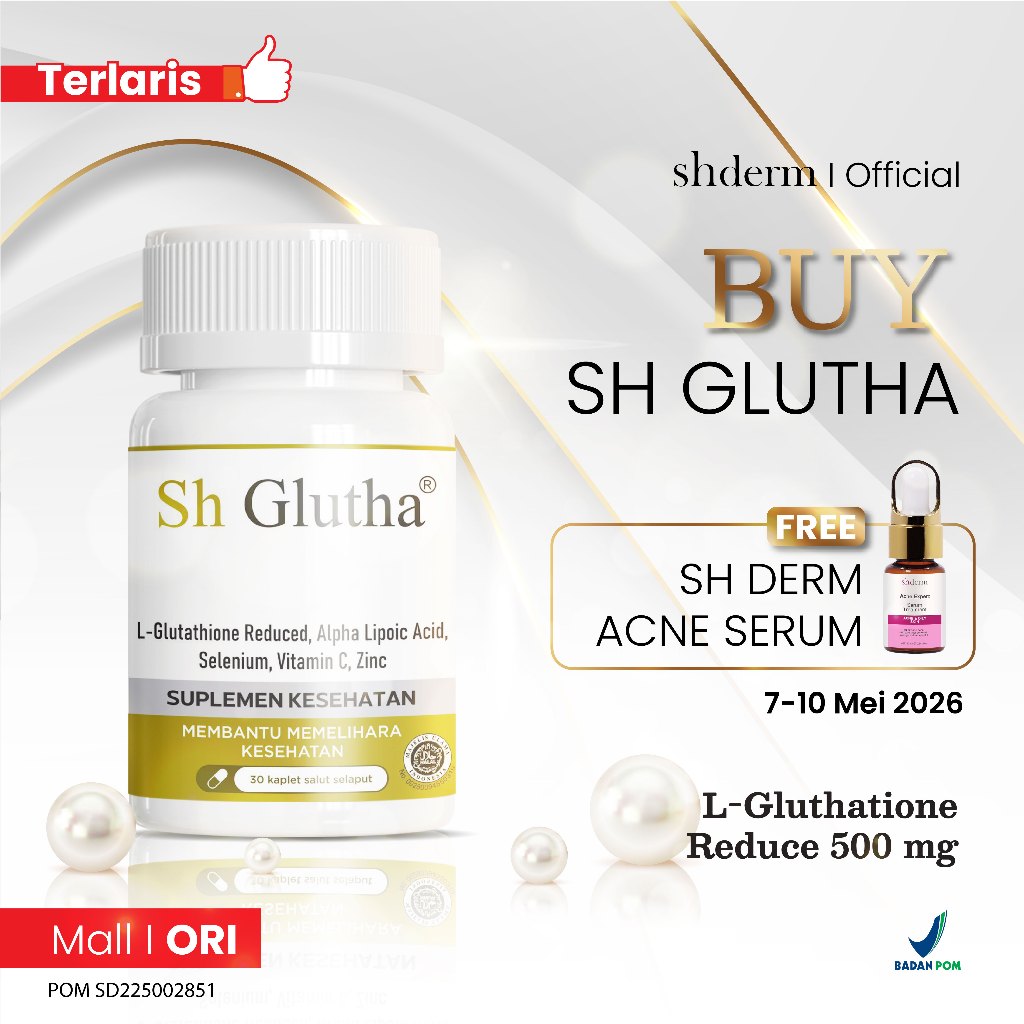 Suplemen Sh Glutha 30 kapsul Antioksidan Whitening Booster Multivitamin Gluthathione
