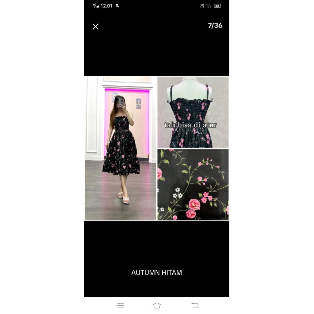 dress tali satu motif bunga