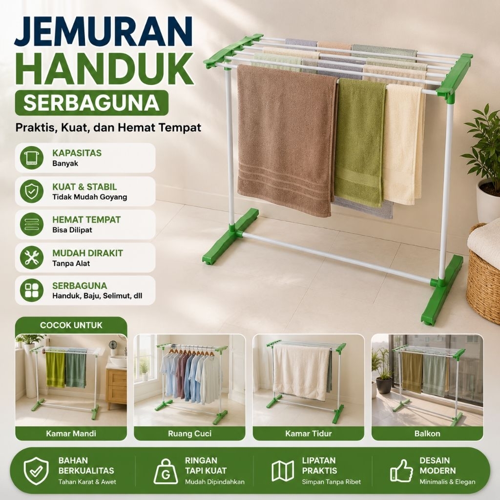 [Rak] Jemuran Handuk Plastik Serbaguna G-2705 -GSF - Tanpa Roda