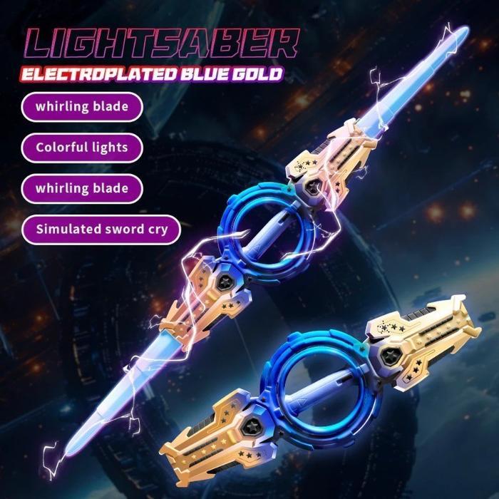Mainan Spin Blade Energi Putar LED Spinner Sword Futuristik Dengan Lampu Dan Suara Mainan Pedang Dua
