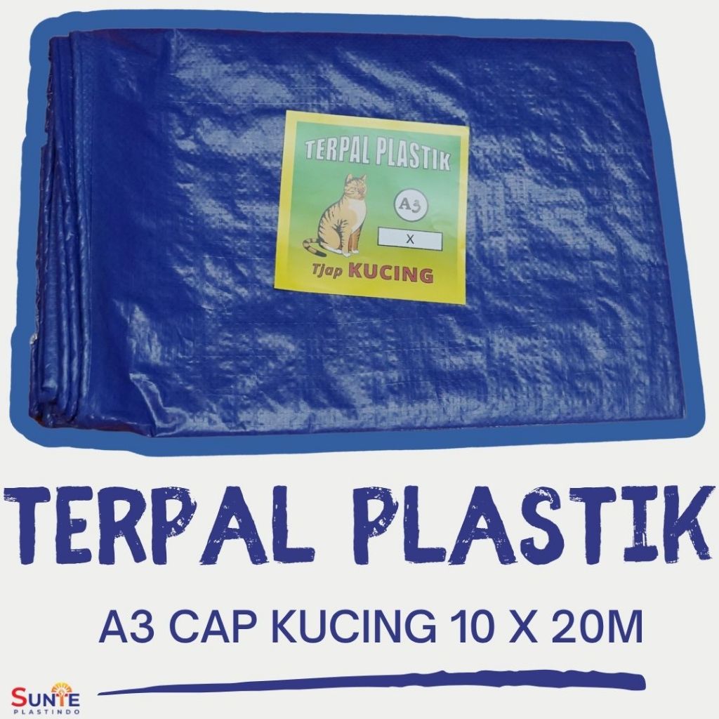 TERPAL PLASTIK A3 CAP KUCING TUTUP KAPAL TONGKANG BATU BARA UKURAN 10X20M