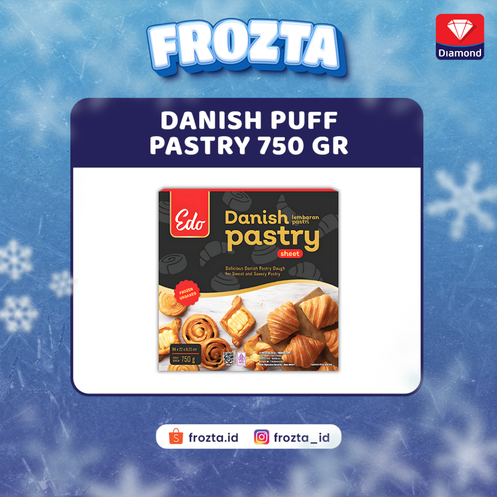 Frozen Edo Danish Puff Pastry Sheet 750 gr | Kulit Pastry Premium Frozen