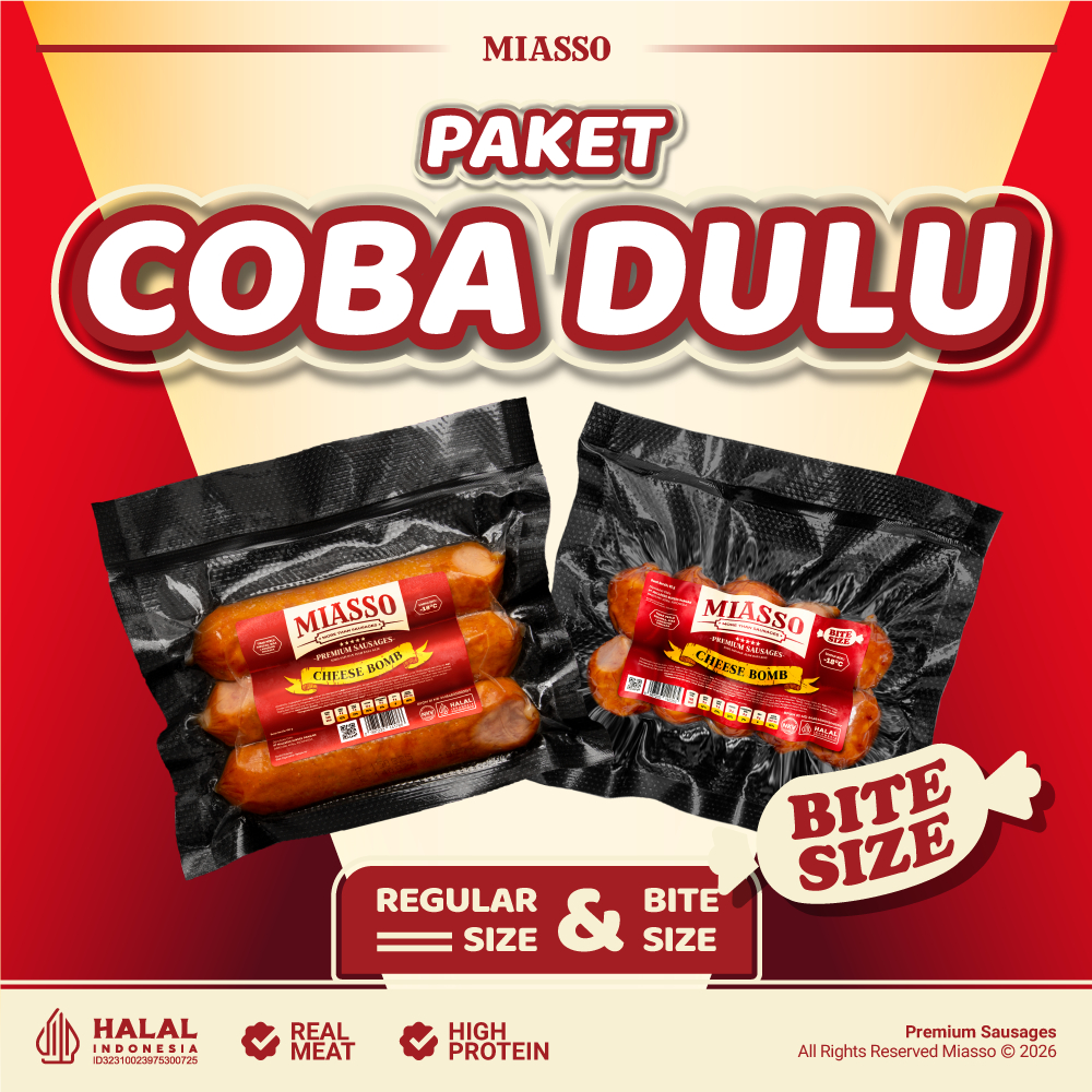 COBA DULU] MIASSO [PAKET COBA DULU] MIASSO | Halal – Bundling Hemat Sosis 1 Pack Reguler + 1 Pack Bi