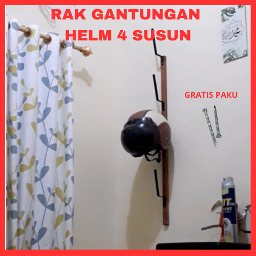 Gantungan Helm Besi 4 Susun / Cantolan Helm 4 Susun / Rak Helm Dinding 4 Susun / GANTUNGAN HELM DIND