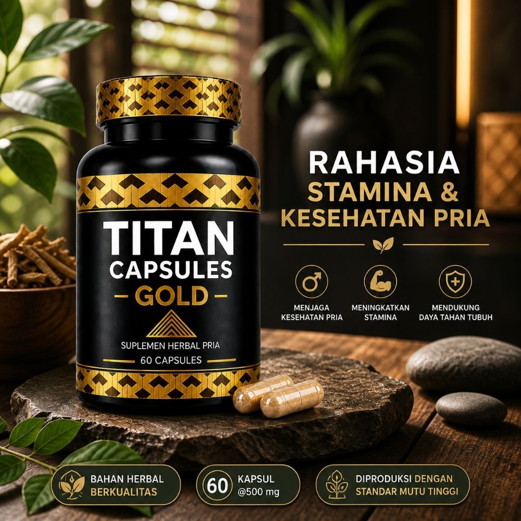 TITAN GOLD Kapsul Suplemen Herbal Alami Meningkatkan Stamina & Kesehatan Tubuh Pria 100% Original
