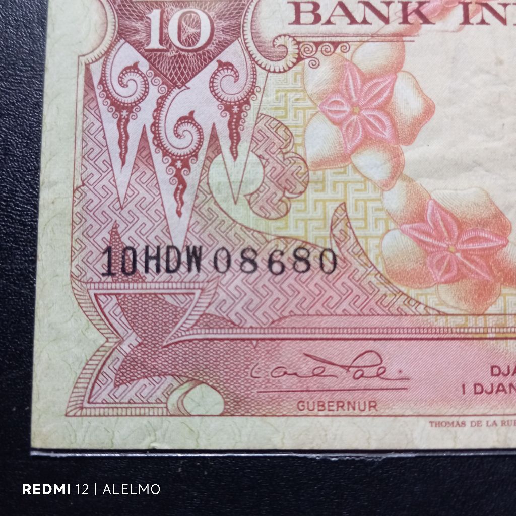 seri radar uang kertas kuno 10 seri bunga tahun 1959