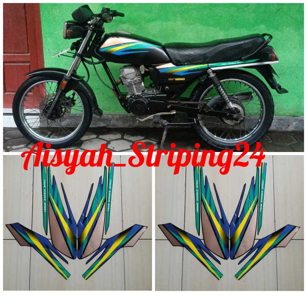 STIKER STICKER STRIPING LIS BODY MOTOR HONDA GL MAX TAHUN 1997 WARNA HITAM BIRU KUNING