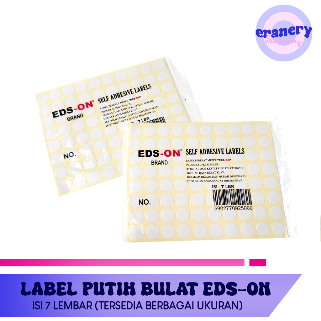 STIKER LABEL PUTIH BULAT MERK EDS-ON / LABEL BULAT PUTIH MERK EDS-ON