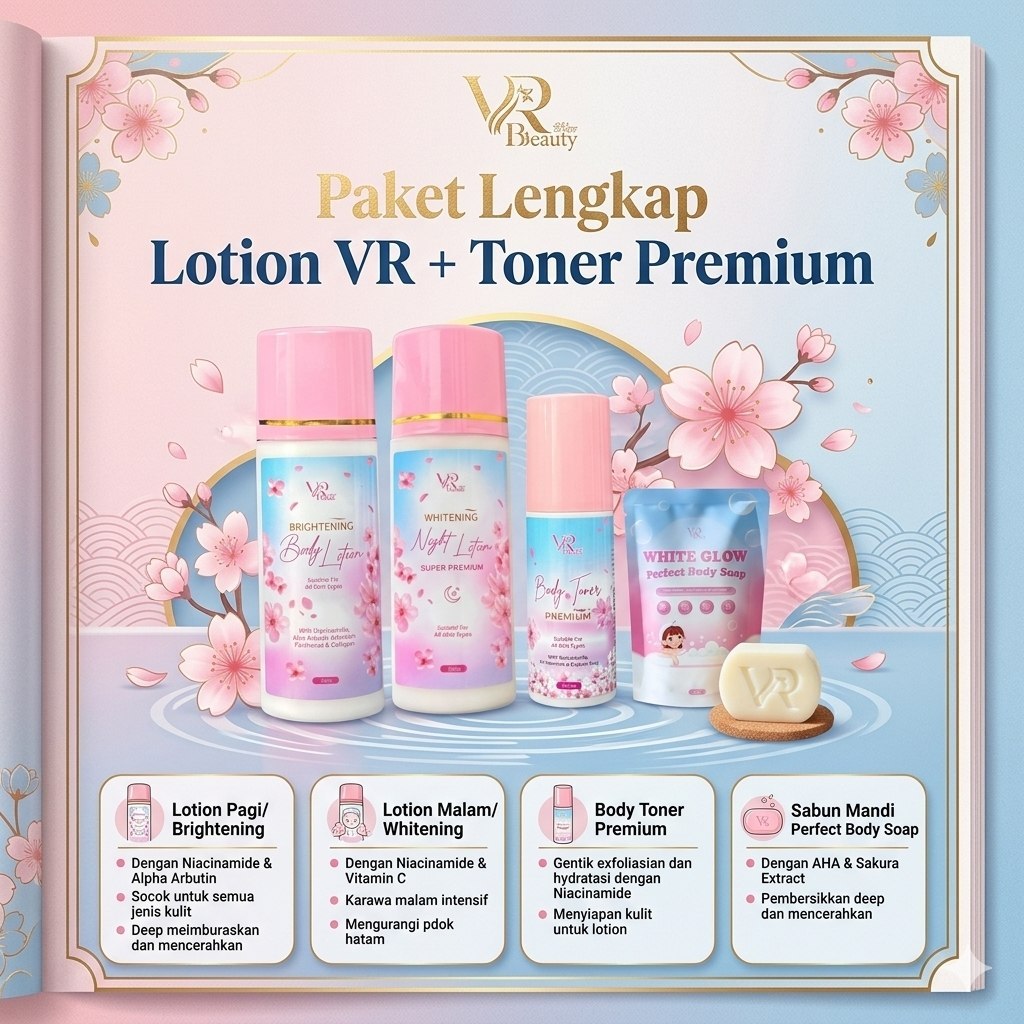 Paket Lengkap Lotion VR Lotion / VR BEAUTY GLOW (Lotion Untuk Badan)