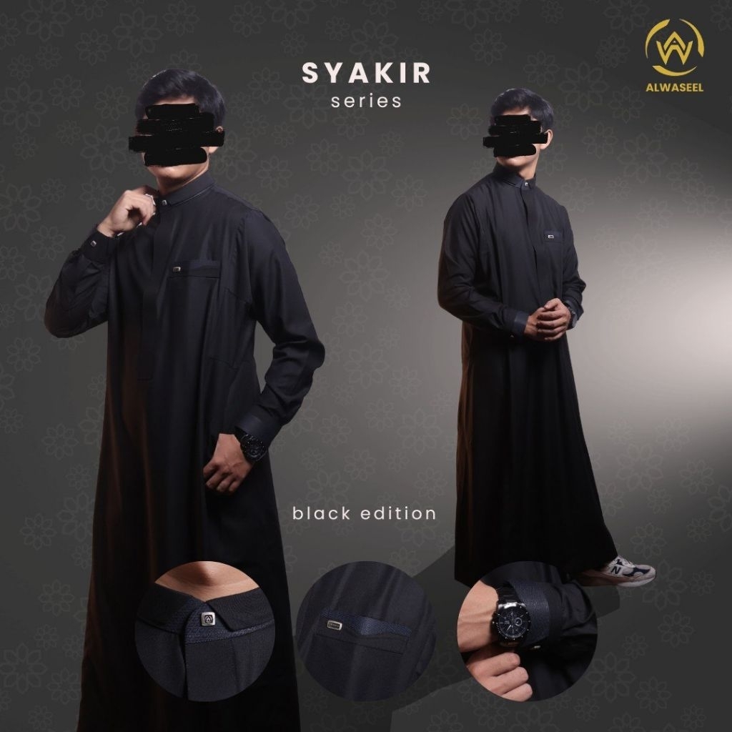 Gamis Jubah Al Waseel / Gamis Jubah Terbaru Al Waseel Hitam Kombinasi  /  Jubah Gamis  Al Waseel  / 