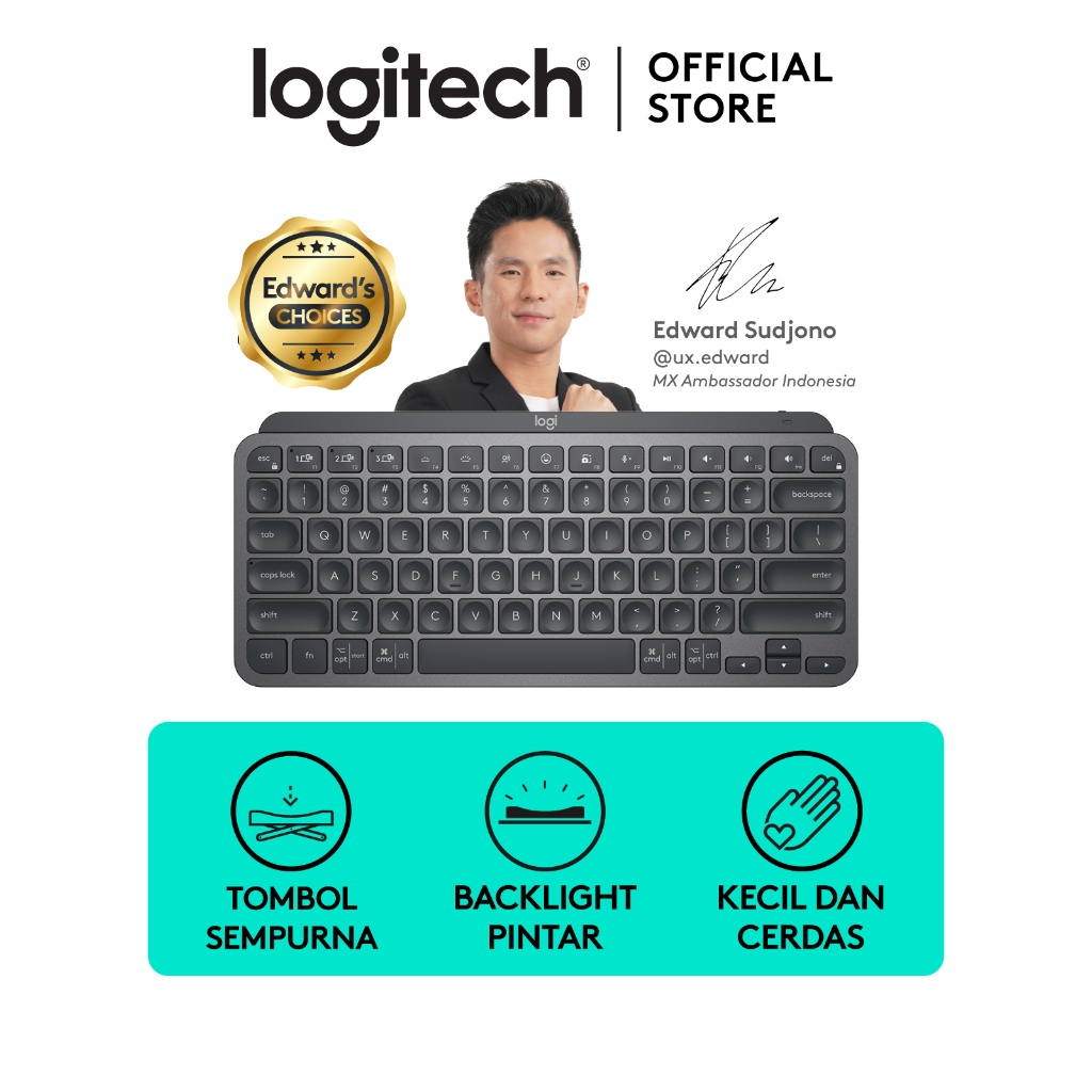 Logitech MX Keys Mini Keyboard Wireless Bluetooth Minimalist Backlit Illuminated for Power Users Win