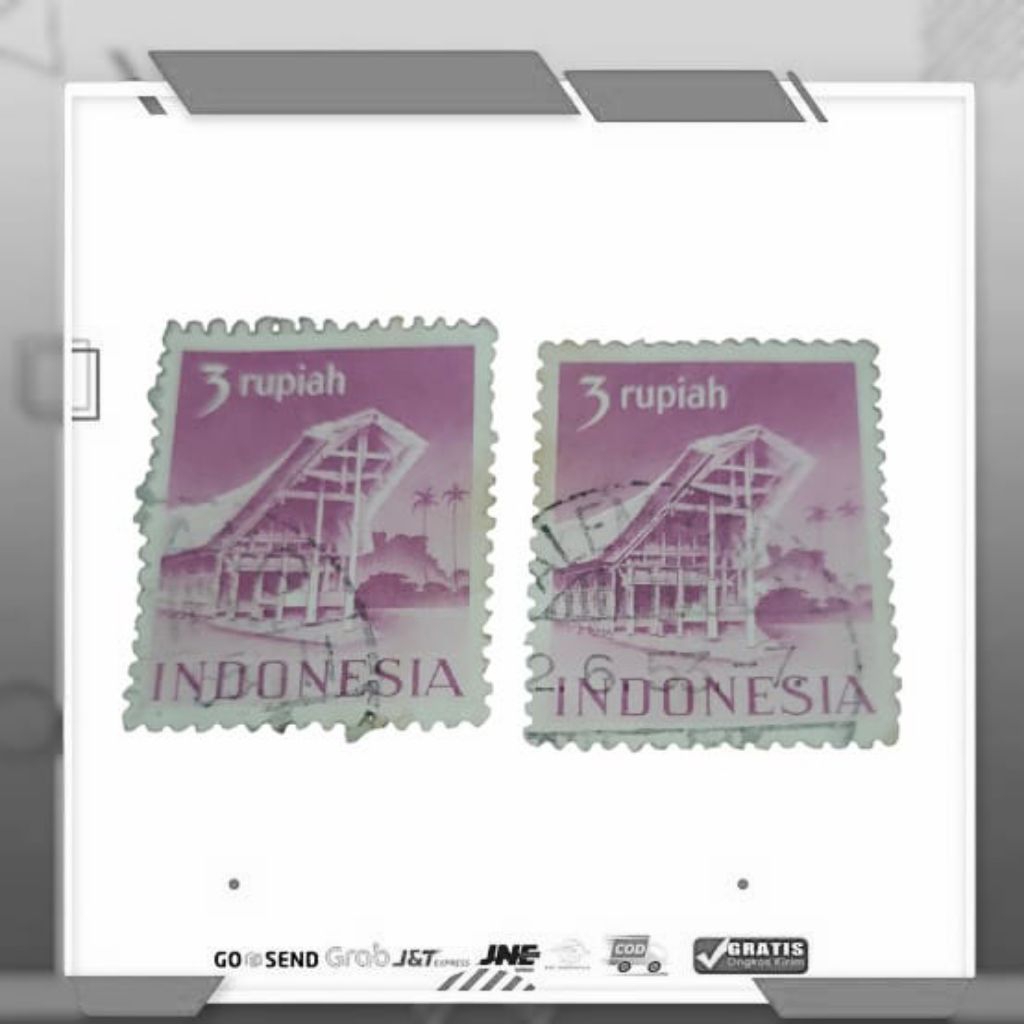 Prangko Republik Indonesia Serikat RIS Seri Rumah Adat 3 Rupiah Used