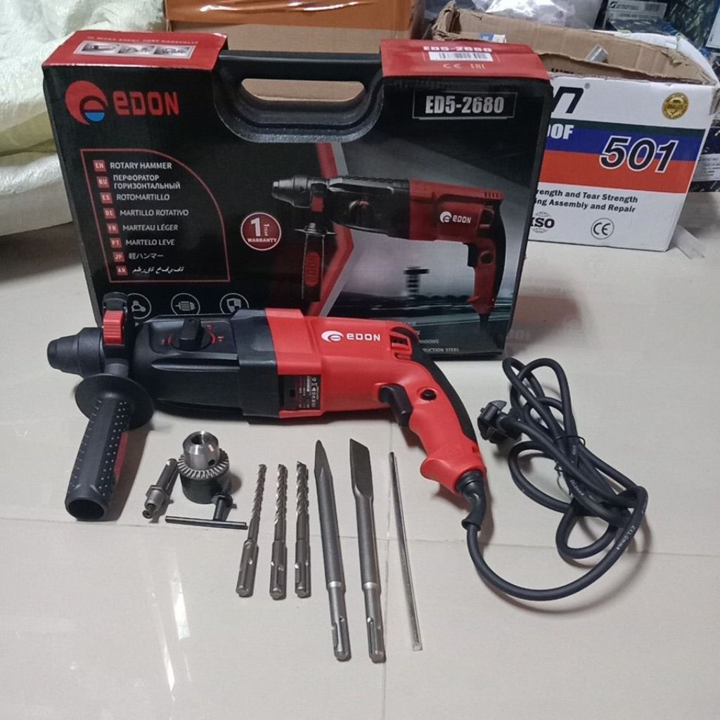 MESIN BOR SDS 3 FUNGSI EDON ED5-2680 ROTARY HAMMER 3 PUNGSI EDON
