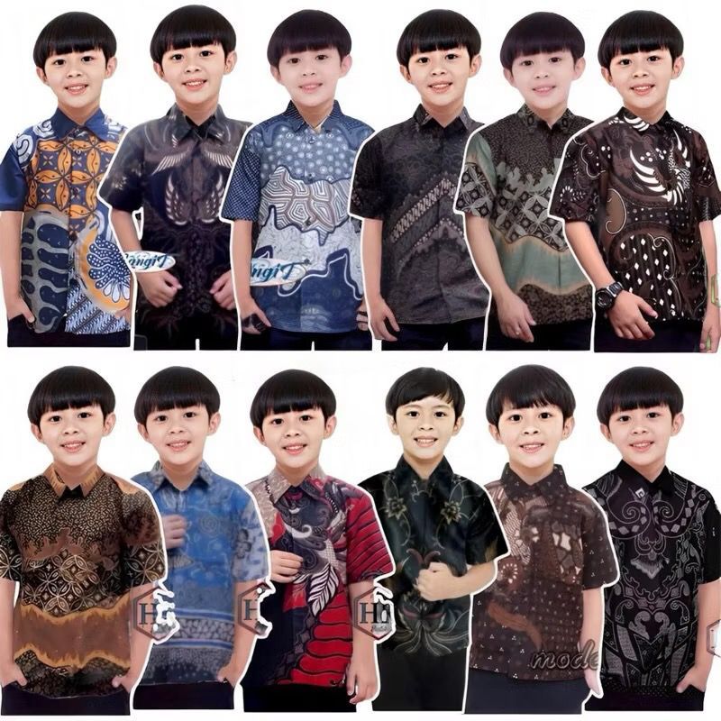 Baju Hem Batik Anak Laki - Laki KATUN Umur ( 1.5th - 14th ) Baju Batik Anak Lengan Panjang - Baju Ba