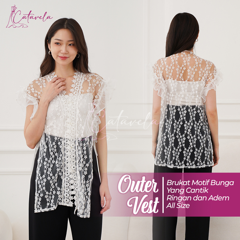 Outer vest brukat luaran outer renda rompi