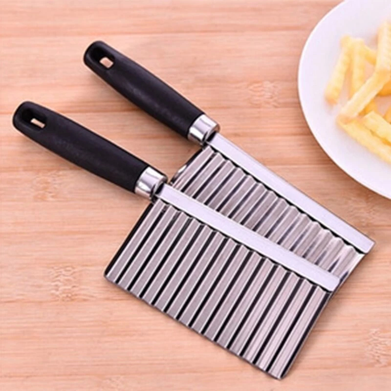 PISAU POTONG KENTANG/ACAR/WORTEL/TIMUN/ASINAN/BERGELOMBANG/STAINLESS/GAGANG HITAM