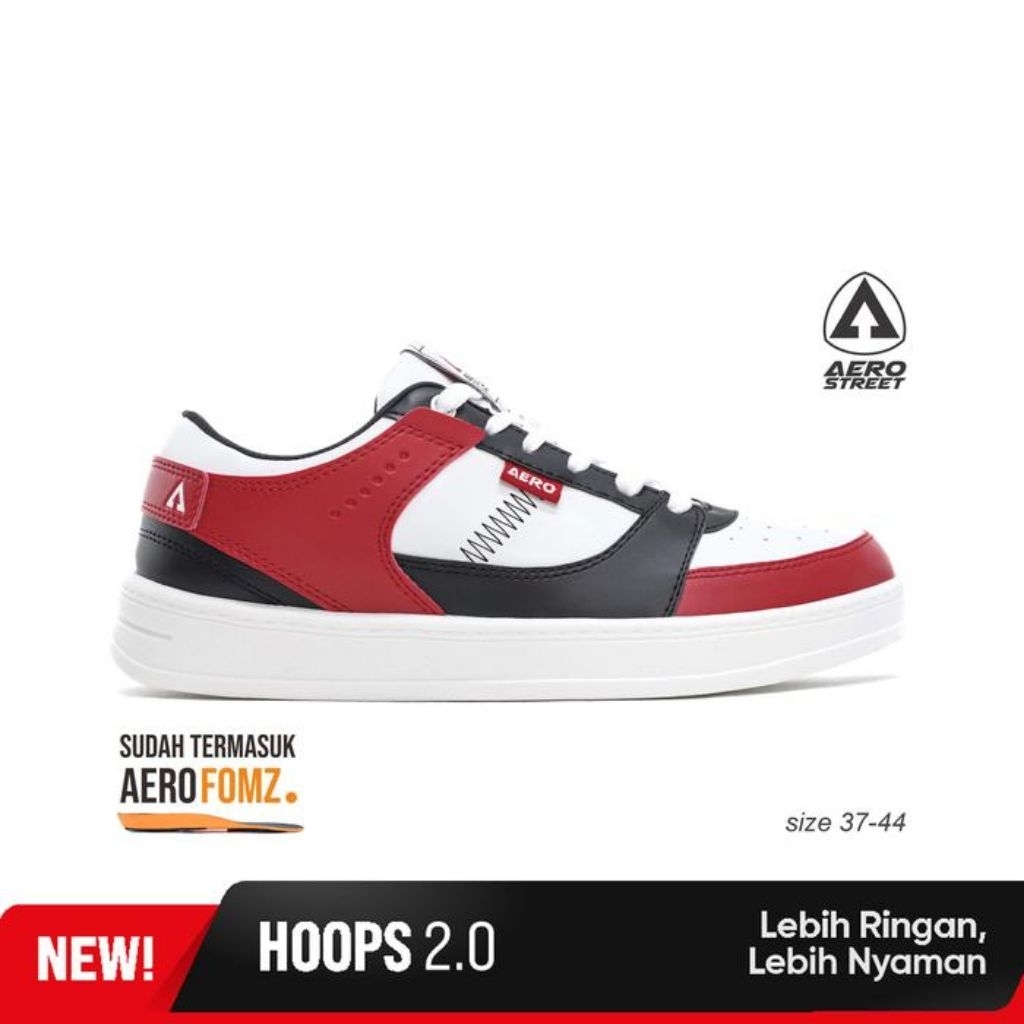 AEROSTREET HOOPS LOW 2.0 Merah Hitam Putih