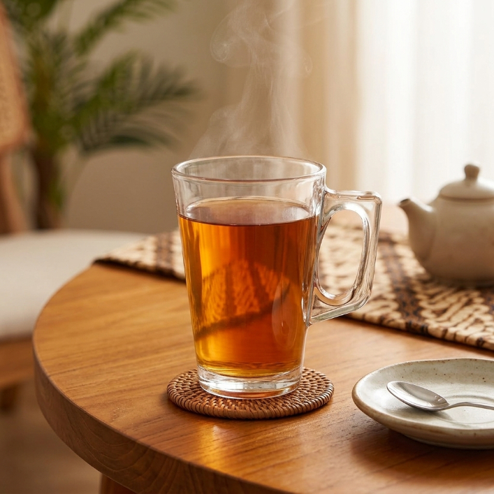 Gelas Kaca Mug 240ml dengan Pegangan, Tahan Panas Bisa Microwave, untuk Kopi & Air