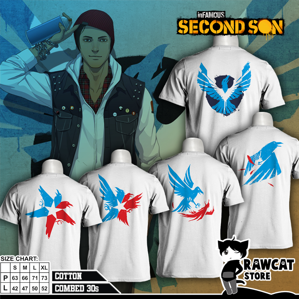 KAOS PUTIH UNISEX GAME INFAMOUS : SECOND SON - GOOD KARMA - T-SHIRT PUTIH