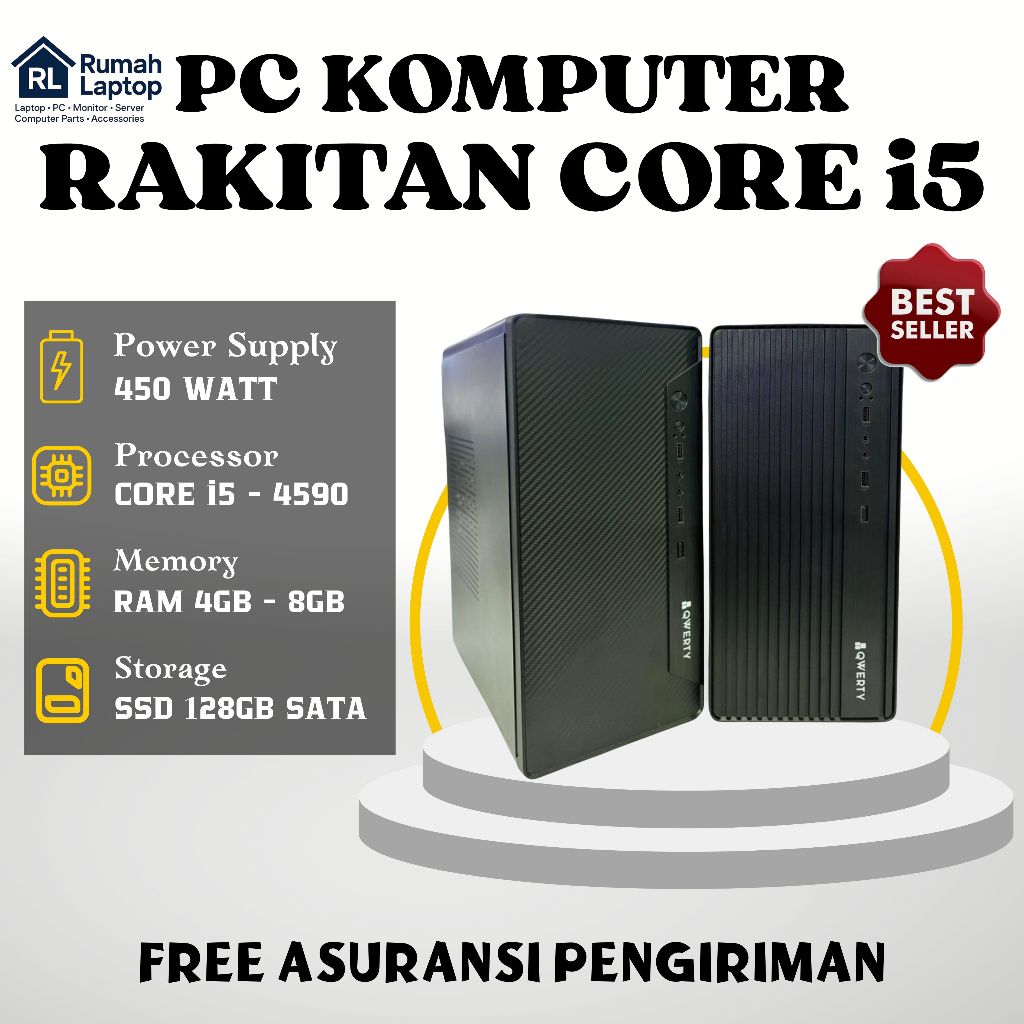 PC Rakitan Core i5 - 4590 Ram 8GB Ssd 128GB PC Komputer Sekolah Kantor Klinik Kerja 2 Jutaan