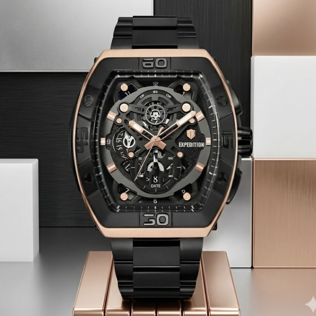 Expedition 6800 Rosegold Black Rantai Pria Original