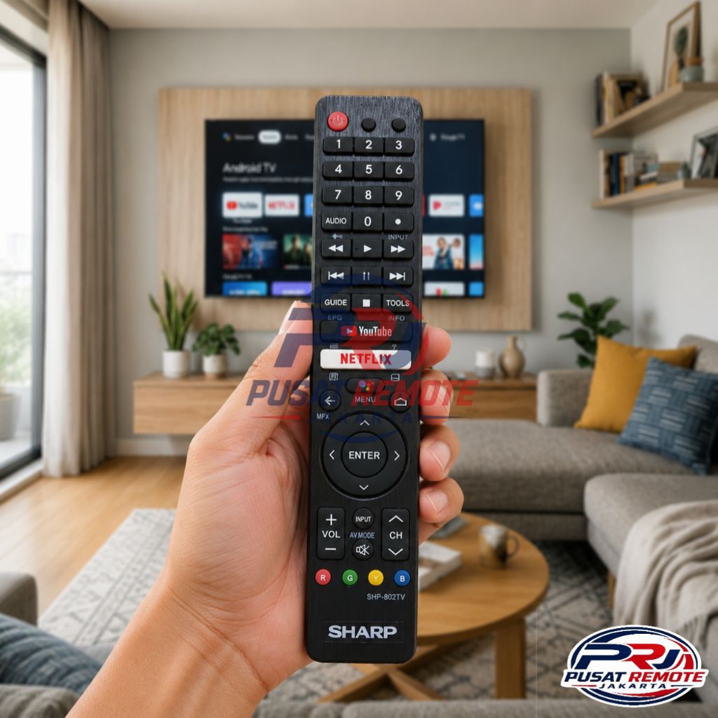 Remote Android TV Smart Sharp Aquos 2T-C32BG1i 2T-C42BG1i 2T-C50BG1i 4T-C50DK1i 4T-C50DL1i 4T-C60DK1