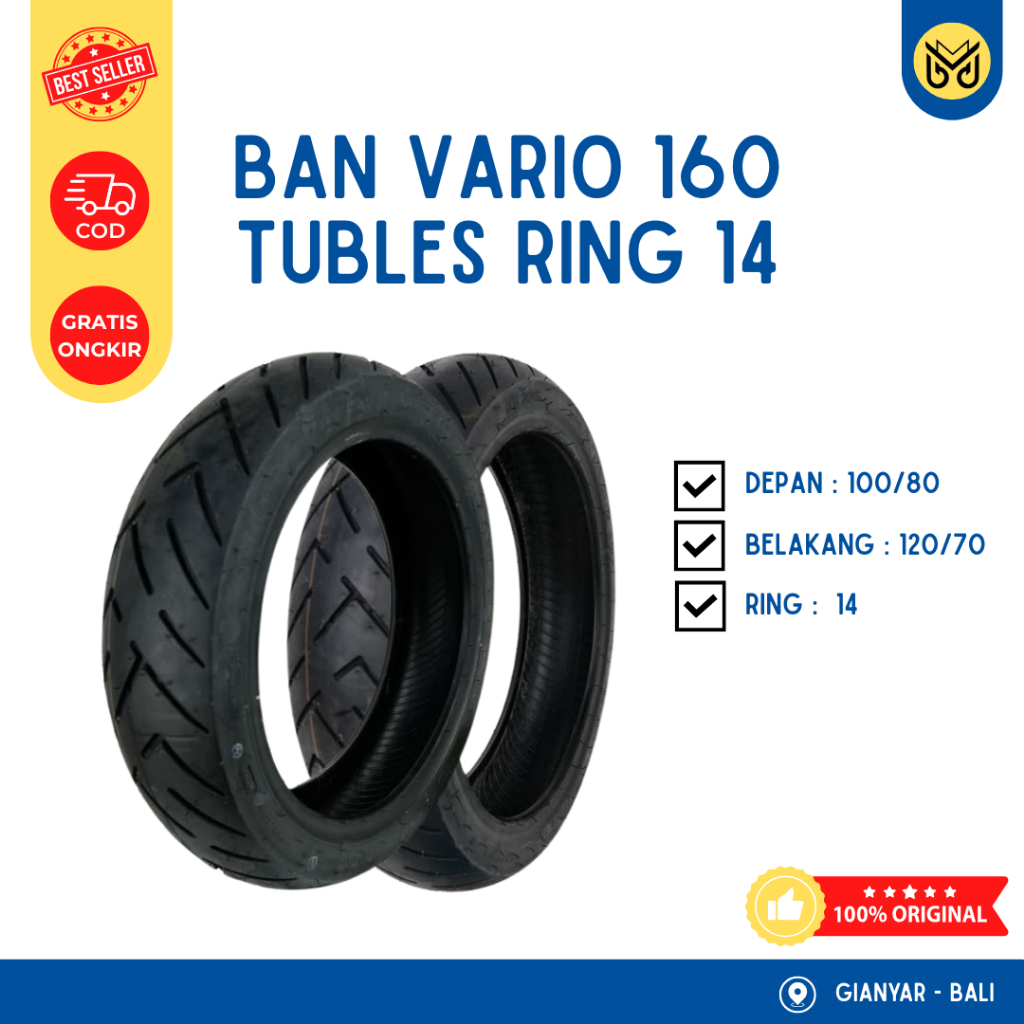 BARU ORI AHM - Ban Tubeless Honda Vario 160 (2022-2026) Ring 14