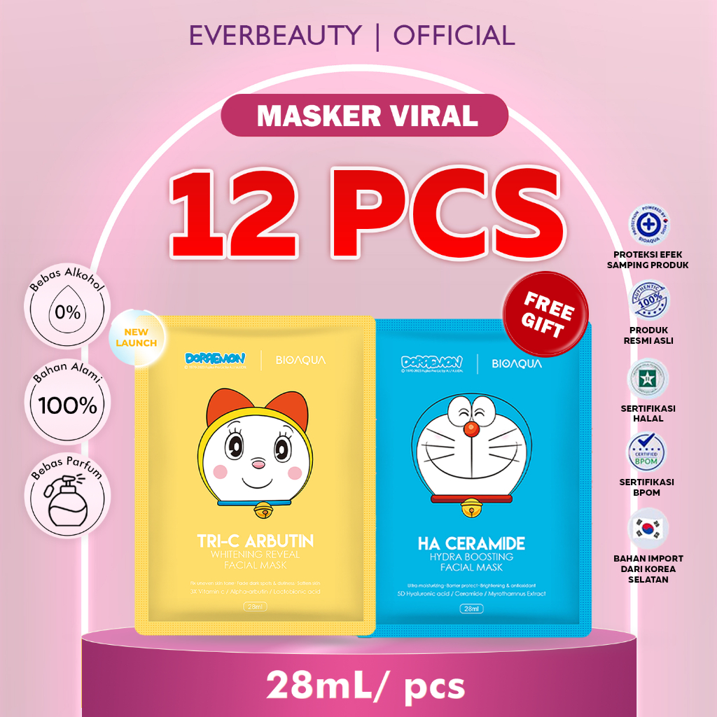 [FREE GIFT] BIOAQUA Sheet Mask Masker Wajah Facial Mask 30 pcs | 24 pcs | 12 pcs Face Mask Hydrating