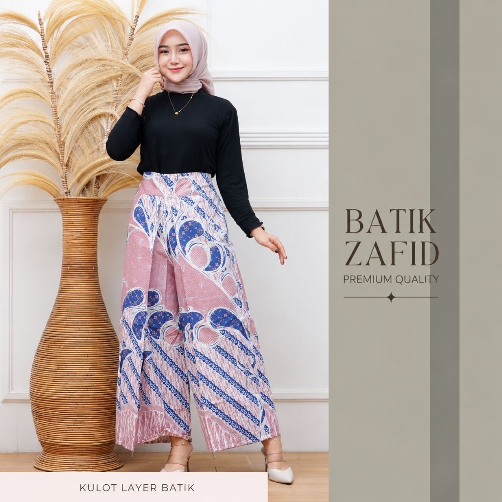 Kulot Batik Wanita Celana Kulot Batik Wanita Model Layer Tumpuk / Kulot Batik Modern Highwaist / Baw