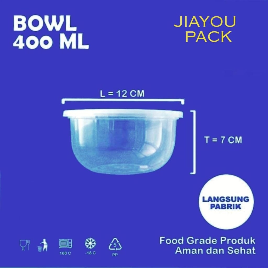 LIBRA 1 Pack = 25 Pcs Thinwall Bowl 400 ML + Tutup / Mangkok Plastik Bulat Tempat Kotak Makan Nasi C