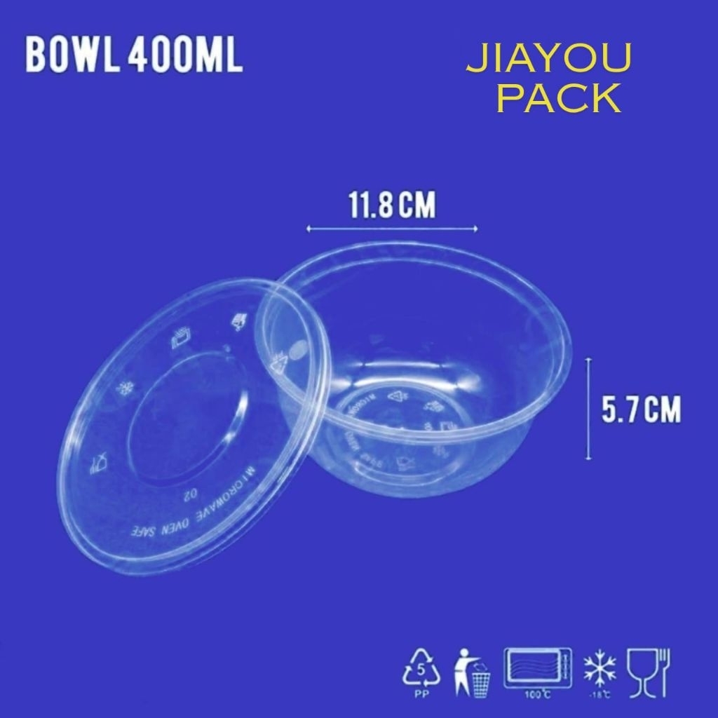 LIBRA 1 Dus = 500 Pcs Thinwall Bowl 400 ML Mangkok Plastik Bulat + Tutup Tempat Kotak Makan Nasi Cup
