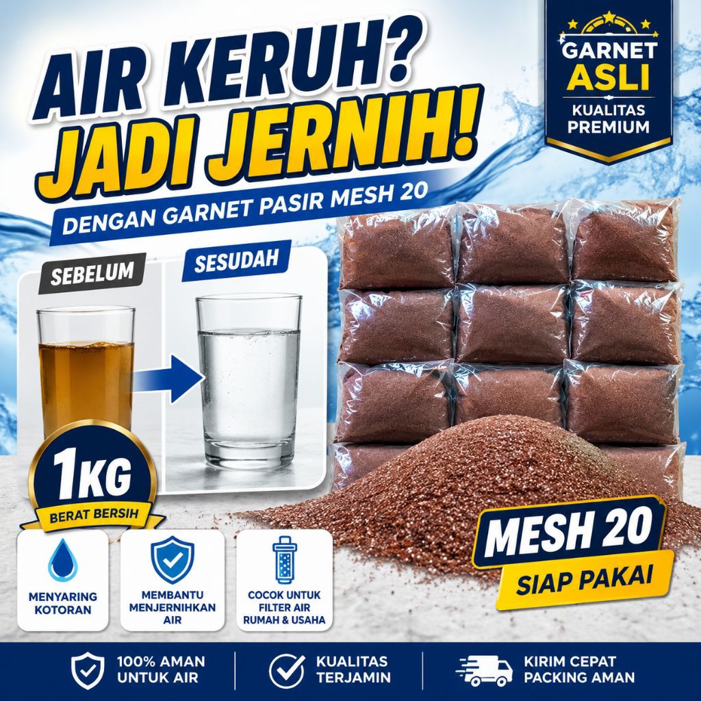 Garnet Pasir 1KG Asli Mesh 20 | Media Filter Air & Sandblasting Halus