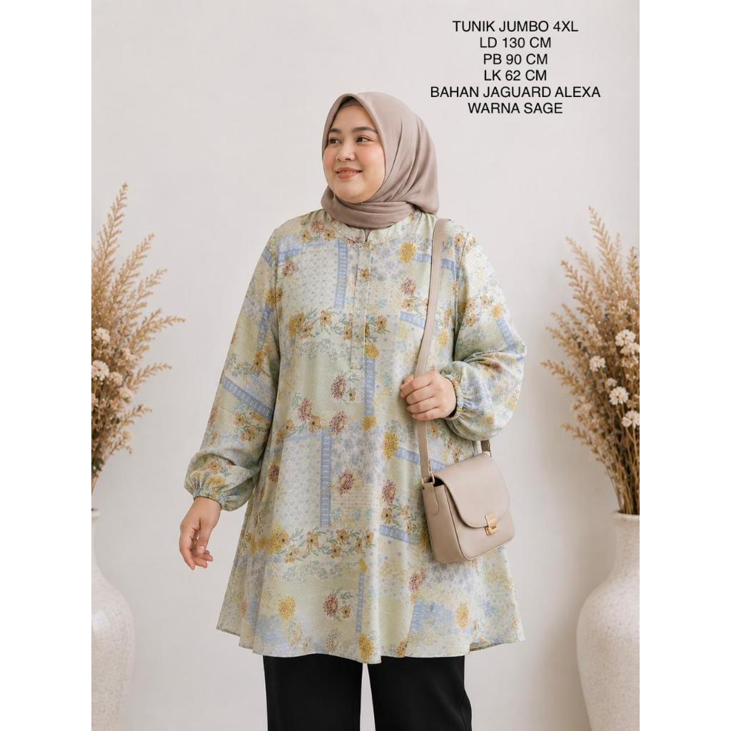Tunik Jumbo Ld 130 Cm Motif Bunga Terbaru - Yura Tunik