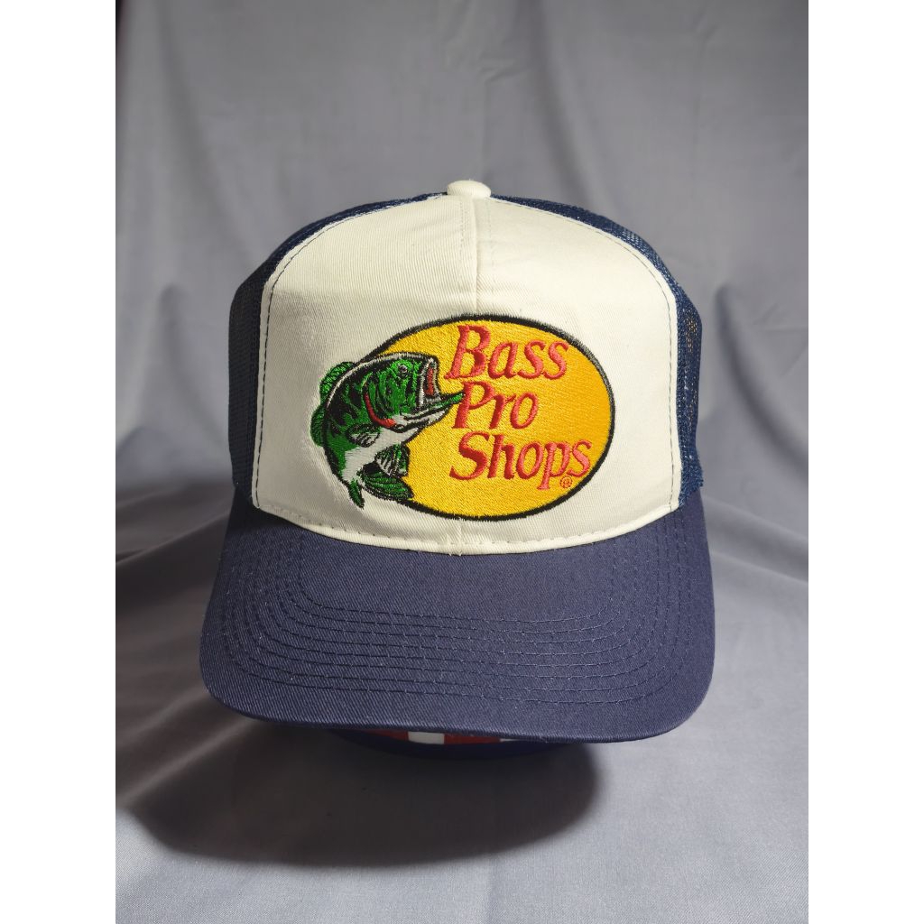 Topi Trucker Bass Pro Shops bordir Navy