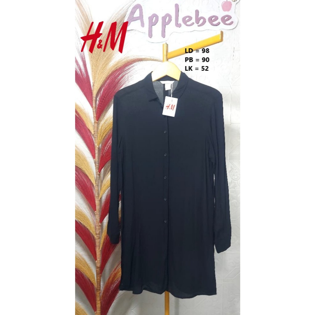 KEMEJA TUNIK KATUN HITAM  BY HNM