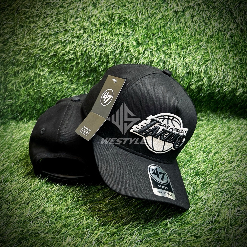 Topi Baseball LAKERS Import Terbaru - Topi Pria Wanita Bordir Lakers Bahan Tebal Hitam Logo Putih - 