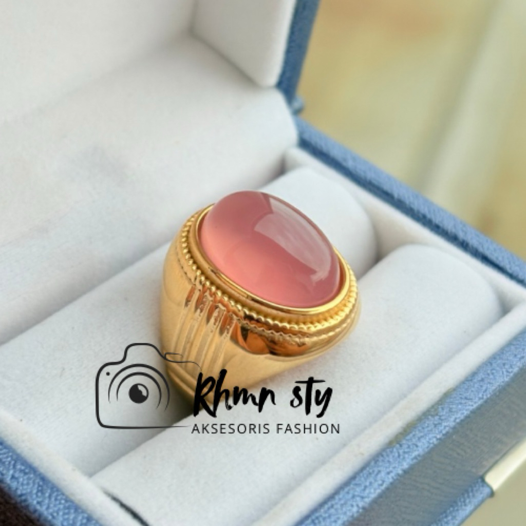 cincin batu akik lavender mewah ring kuning