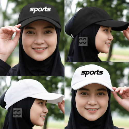 Topi Baseball Cap Bolong SPORT Muslimah Wanita Sporty Topi Golf Olahraga Senam Running Outdoor