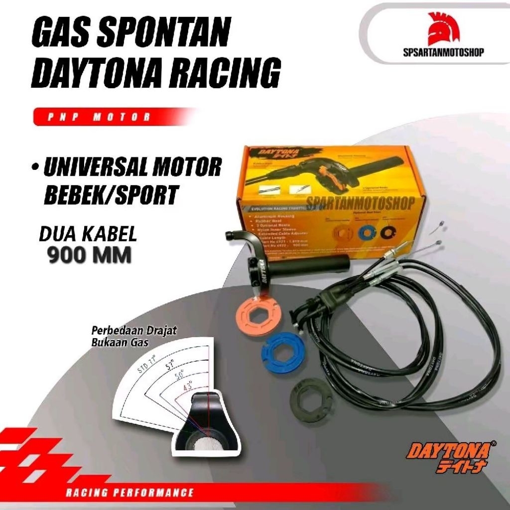 Gas Spontan Daytona 2 Kabel 0,9m Jupiter Vixion NVL NVA R R15 R25 MT15 XSR155 Vega F1ZR Original