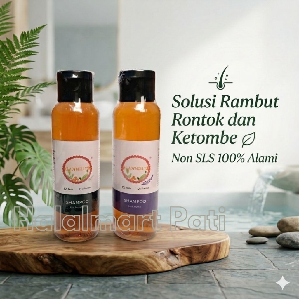 Natural Shampoo Eco Enzyme Non SLS Penumbuh Rambut Anti Ketombe Rontok Lepek Berminyak Kering