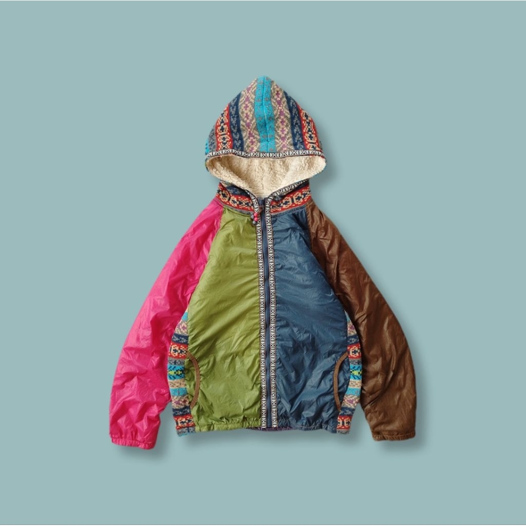 UniqueCasual - Jaket Tebal Sherpa Navajo Colourblock Second