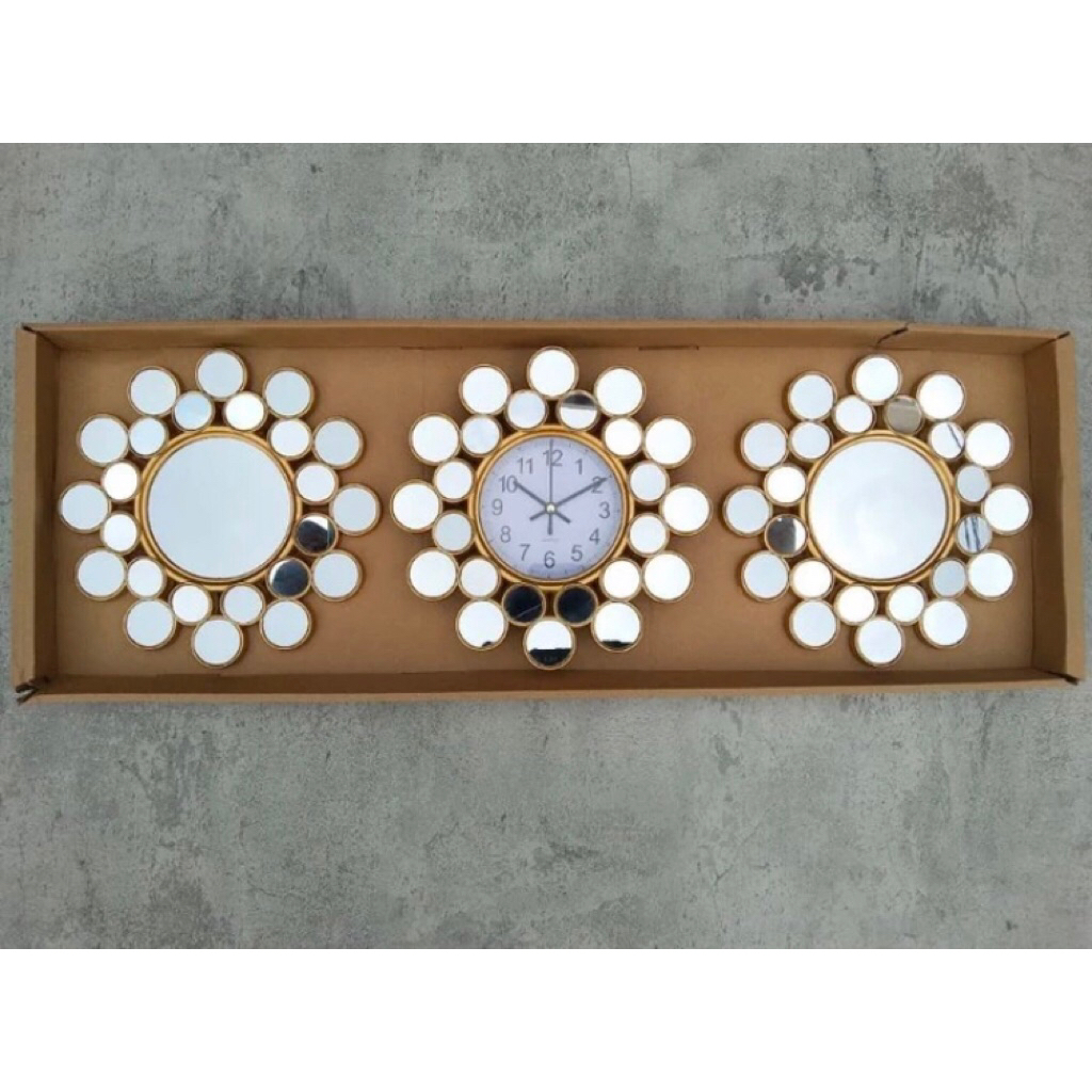 Jam Cermin Hiasan Dinding 24cm