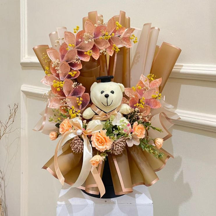 Bloombox uang Boneka Wisuda Cantik | Kado Wisuda Unik Elegan | Buket boneka uang | buket uang custom
