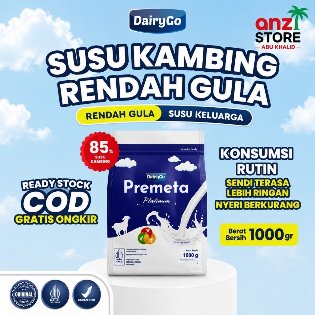 1kg Susu Kambing Etawa Platinum DairyGo Premeta 1000g Nyeri Sendi Tulang Osteoporosis Penggemuk Nafs
