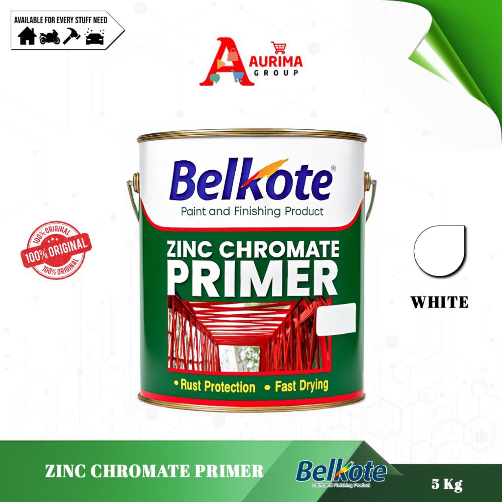 BELKOTE ZINC CHROMATE PRIMER WHITE 5KG - CAT PRIMER ANTI KARAT KUALITAS PREMIUM ORIGINAL