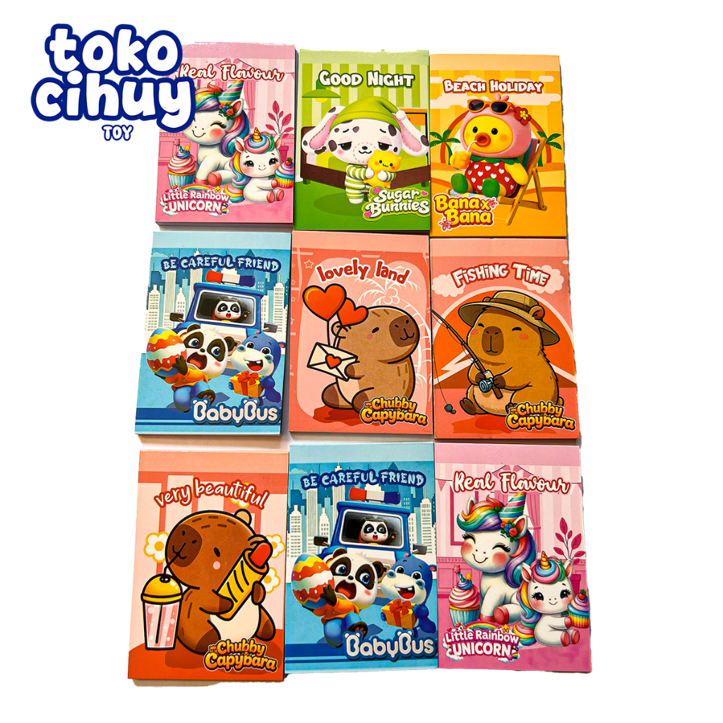 Buku Memo Kecil Karakter Lucu / Block Note Mini Anak Sekolah / Buku Catatan Saku Capybara BabyBus Un