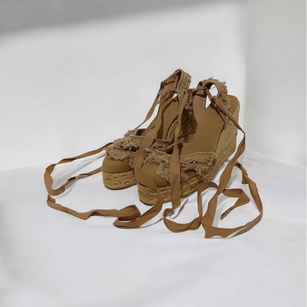 Castaner Canvas Raw-Edge Trim Espadrilles Wedges Orginal