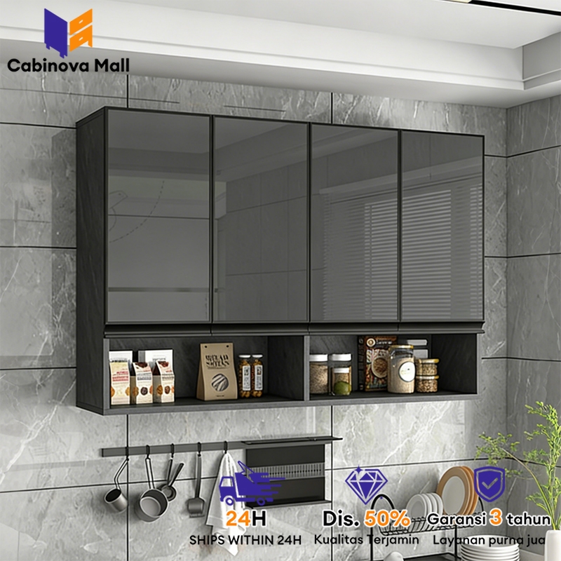 Kitchen Set Atas 4 Pintu Minimalis Lemari Gantung Aluminium Lemari Dapur Aluminium Lemari Serbaguna 