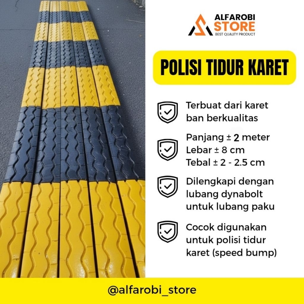 POLISI TIDUR KARET BAN 2 METER (SPEED BUMP)
