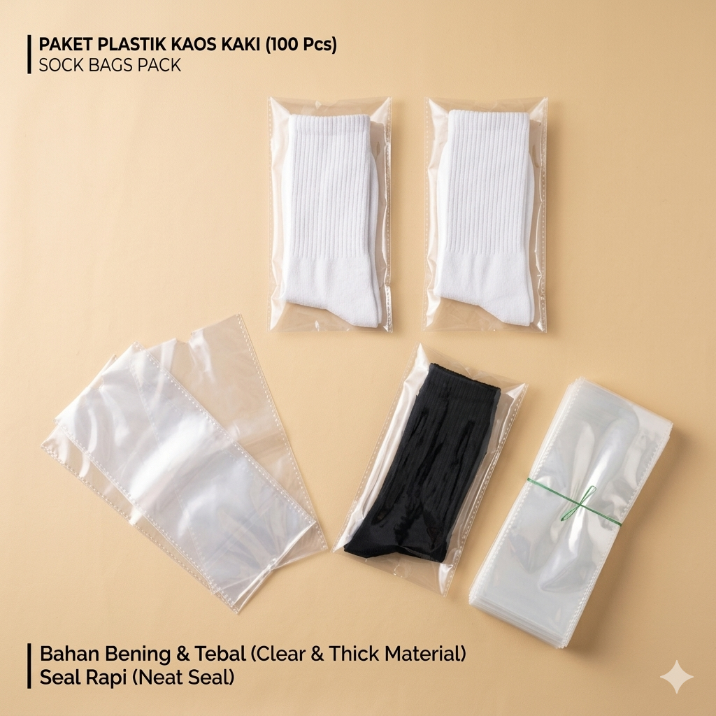 Plastik kaos kaki murah/ plastik opp kemasan kaos kaki ecer